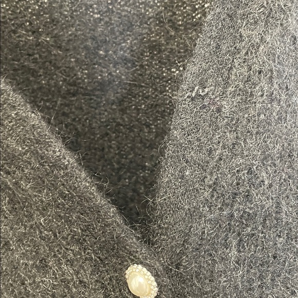 Maje - Wool Mohair Blend Puffer Sleeve Cardigan Sweater Black 2 - Picture 5 of 13